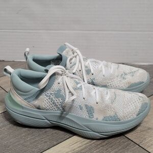 Sorel Women's Explorer Blitz Stride White/Light Blue/tan Knit Sneakers Sz8